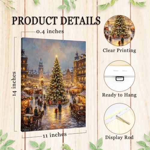 SHQIEUDH Winter Christmas Town Landscape Wall Art Decor Framed 11x14 - color: christmas-03