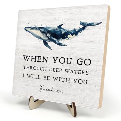 Bible Verses Wooden Plaque Sign, God Is Within Her She Will Not Fall Psalm 46:5 Christian Sign for Home Office Desk Decor, Inspirational Christian Bible Verse Sign Decor (Beige3, 5.9x5.9inches) - color: Beige3