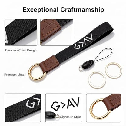 Yancorp God Is Greater Black Keychain Heavy Duty Nylon Strap with Gold Cross Ring, Christian Inspirational Car Key Holder Belt Backpack for Men and Women