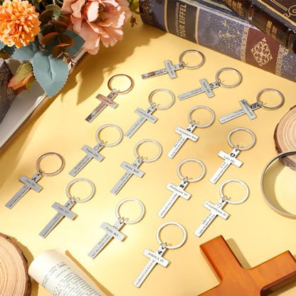45 Pcs Christian Cross Keychain Bulk 15 Styles - color: Sliver, style: Bible