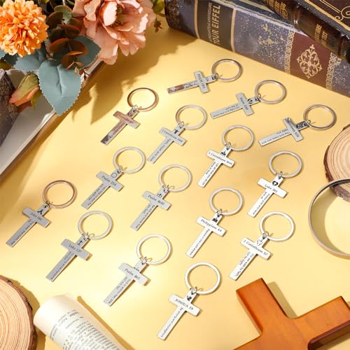 45 Pcs Christian Cross Keychain Bulk 15 Styles - color: Sliver, style: Bible