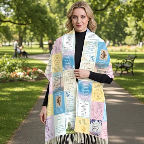 Bible Wrap Scarf for Women, Christian Prayer Shawls Gift, Inspirational Positive Soft Birthday Present for Mother Christmas Thanksgiving (78.7 X 27.5 Inches)