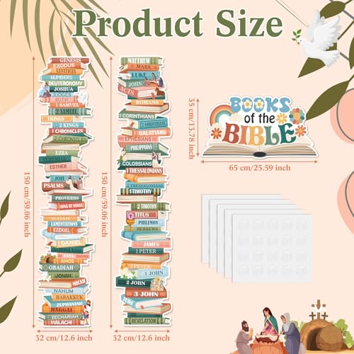 Funrous Books of the Bible Posters, Boho Door Borders for Sunday School