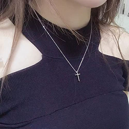Luxval Cross Necklace for Women -Dainty 14K Gold Plated Cross Necklace Layered Gold Cross Necklace Cross Choker Necklace Gold Cross Necklaces for Women Trendy Gold Jewelry Gifts for Women - color: Silver-Classical Cross