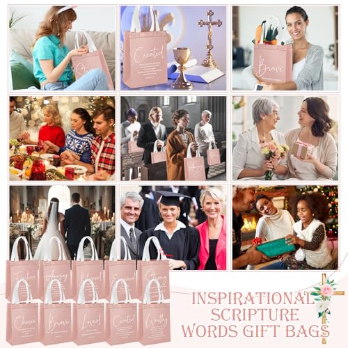 Aliceset 40 Pcs Christian Gift Bags with Bible Verse, Black, Pink - color: Pink