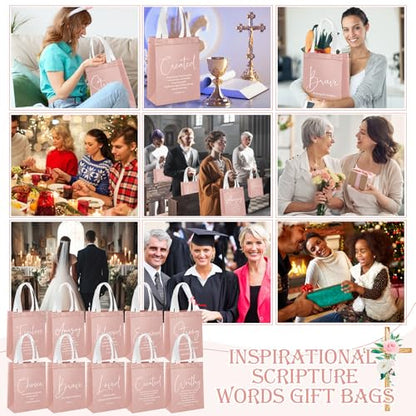 Aliceset 40 Pcs Christian Gift Bags with Bible Verse, Black, Pink - color: Pink