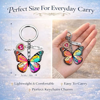 Christian Butterfly Keychain for Women Inspirational Faith Keyring with Gift Box Religious Gifts for Mom Daughter - style: Style6