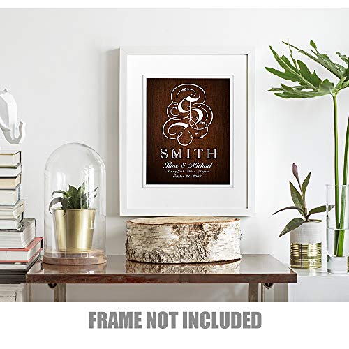 A&T ARTWORK Family Sign - Photo Prints Gift, Anniversary, with Couple's Name, Member Name and Date Established. 14x11 inches & D-Mats UNFRAMED - color: Family Sign, size: 11x14"
