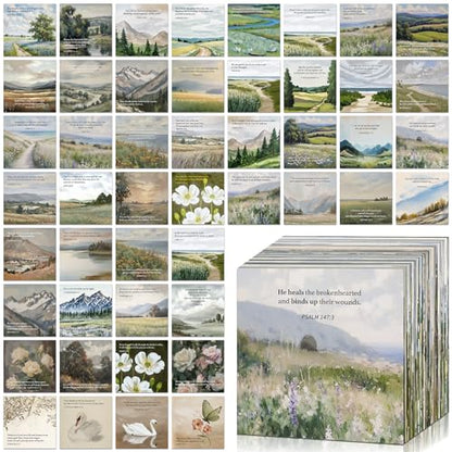 Watercolor Bible Verse Cards, 60 Mini Prayer Cards on 300GSM Pearl Paper - color: Watercolor