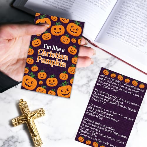 Gospel Tracts for Evangelism, Halloween Scripture Cards for Church - color: I'm like a christian pumpkin