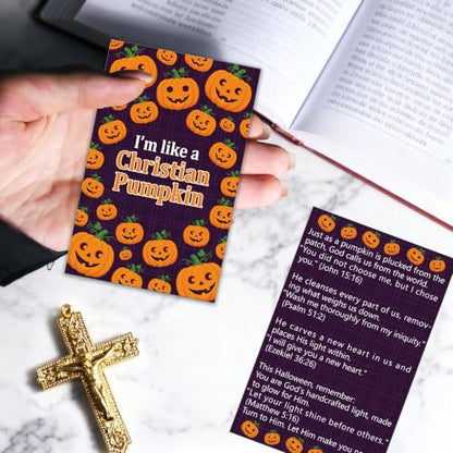 Gospel Tracts for Evangelism, Halloween Scripture Cards for Church - color: I'm like a christian pumpkin