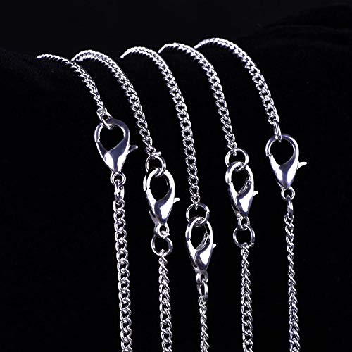 Outus 12 Pack Iron DIY Chain Necklaces Gift Silver Plated Necklace Chain with Lobster Clasp Link for Jewelry Making Supplies(24Inch) - size: 24 Inch