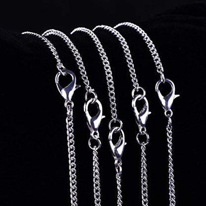 Outus 12 Pack Iron DIY Chain Necklaces Gift Silver Plated Necklace Chain with Lobster Clasp Link for Jewelry Making Supplies(24Inch) - size: 24 Inch