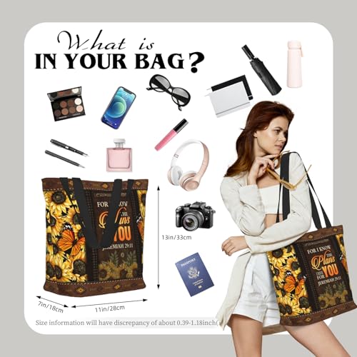 Bible Tote Bags For Women Christian Tote Bag Reusable Shopping Bags for Women Bible Verse Shoulder Bag Christian Gifts - color: Sunflower