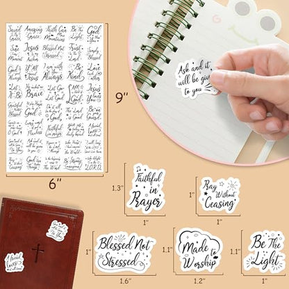 LINAYE 24 Sheets Bible Verse Christian Stickers, 960 PCS Inspirational Scripture Faith Jesus Stickers for Bible Journaling,Scrapbooking,Planner,Water Bottles, Prayer Board Supplies for Adults Women - style: Bible Verse 24 Sheets