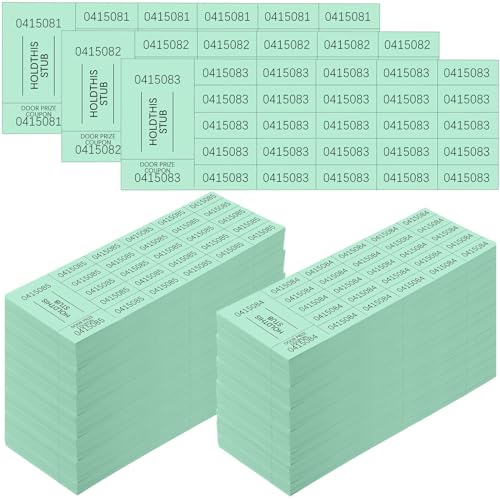 Kosiz 2000 Sheets Raffle Ticket 25 Bid Chinese Auction Tickets, Green - color: Green