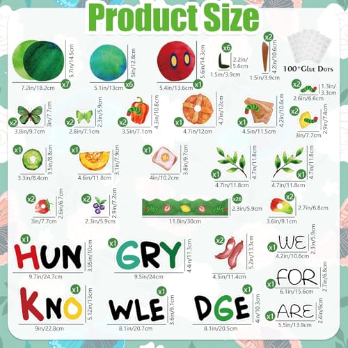 VABAMNA Hungry Caterpillar Classroom Decor, 81Pcs Very Hungry Caterpillar Bullettin Board Decoration Set for Teacher Back to School Supplies DIY Projects Door Wall Decor - color: Green