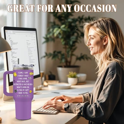 DUUV Humorous Quote Tumbler 40oz, Insulated Birthday Gifts for Old People - color: I Came