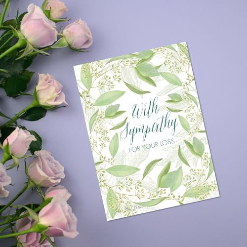 KJV Peaceful Greenery Sympathy Card, 1 Count - color: Sky and Clouds