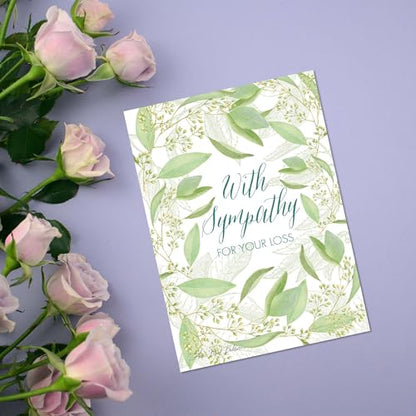 KJV Peaceful Greenery Sympathy Card, 1 Count - color: Sky and Clouds
