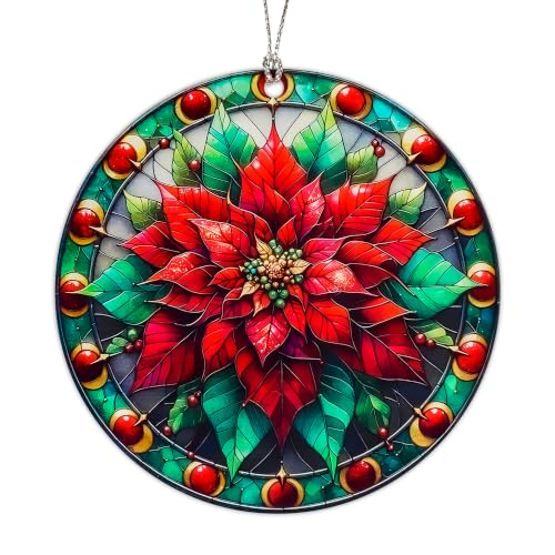 Poinsettia Ornament for Christmas Tree Decorations 2026, Traditional Christmas Flower Ornament, Vintage Floral Holiday Decor, Meaningful for Mom, Grandma - color: Poinsettia Ornament