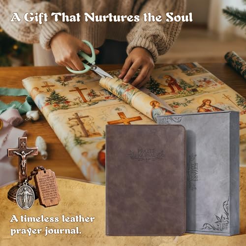 Ospelelf Daily Bible Prayer Journal for Men, Zippered Leather Scripture Study Notebook Religious Planner for Reflection & Gratitude, Ideal Gift for Jesus Faith Believers, Undated 3 Months, Brown - color: brown