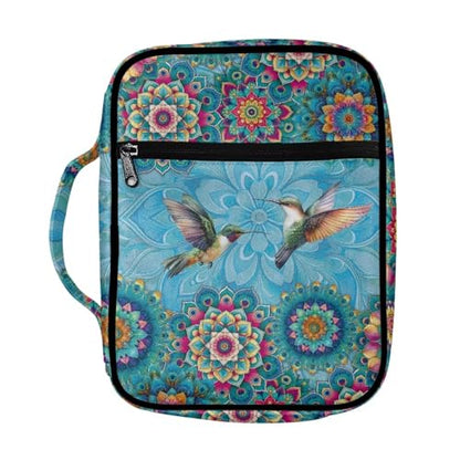 Coldinair Boho Mandala Bible Covers for Women Bible Case with Bookmark Large Carrying Book Case Church Bag Protective with Pocket and Zipper - color: Boho Mandala Hummingbird