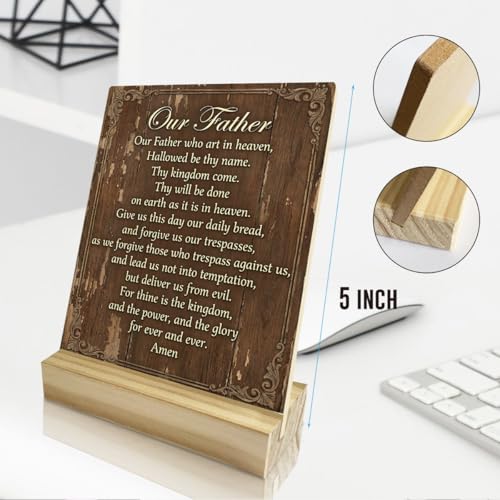 The Lords Prayer,Christian Desk Decor,Christian Office Decor,Our Father Prayer Sign, Inspirational Wooden Plaque Sign for Home Office Shelf Decor - color: Our Father Who Art In Heaven, Hallowed Be Thy Name.