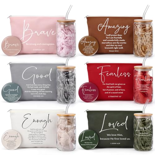 Fumete 6 Sets Christian Gift Sets Women Glass Cup, Verse, Xmas Color - color: Xmas Color, size: Verse