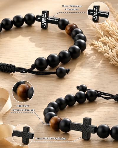 Trinckle Cross Bracelet for Men, Soccer Baseball Gifts for Teen Boy - color: Philippians4 13