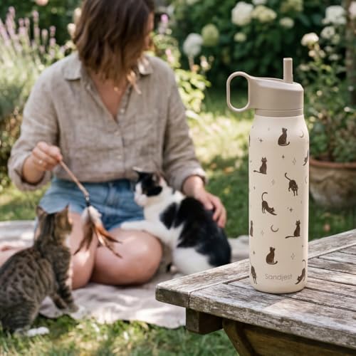 Cat Stainless Steel Water Bottle with Twist Lid 20oz, Travel Insulated Water Bottles for Sports & Gym, Gift for Women Girls Friends Pet Lovers Cat Moms Birthday Christmas - color: Cat