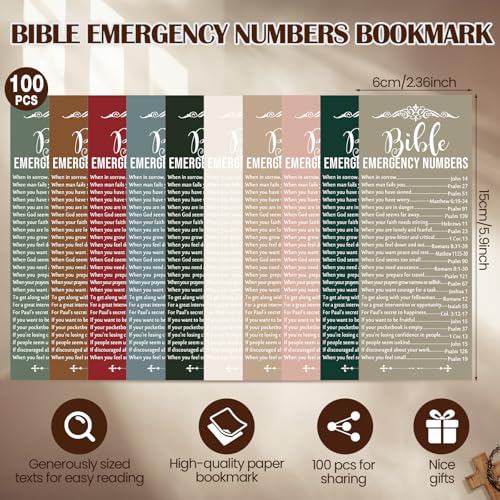 Motiskyy 100 Pcs Bible Emergency Numbers Bookmark Gift, Multicolor - color: Multicolor