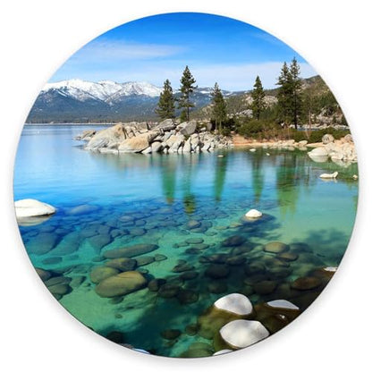 Round Mouse Pad, Lake Tahoe Customized Premium-Textured Mouse Mat, Washable Mousepads with Non-Slip Rubber Base Small Mousepad, 7.9×7.9×0.12 inches - color: Lake Tahoe