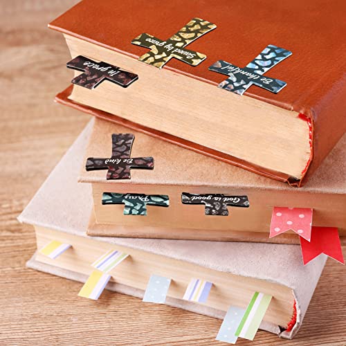48 Pcs Magnetic Cross Bookmarks Bulk, Marble Style - style: Marble Style