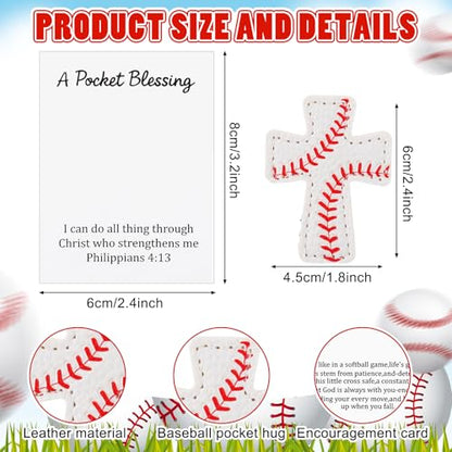 Hollowfly 12 Set Baseball A Pocket Blessing with Gift Cards and Organza Bags Cross Pockets Blessing Baseball Encouragement Gifts Christian Keepsake for Athletes Players Sports Lovers Team - style: Baseball Cross