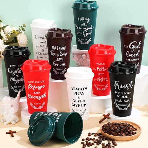 Skylety 20 Pack Christian Gifts Bulk 16oz Bible Verse Tumbler with Lids - color: Classic Color