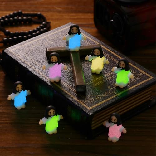 CroBlissful 100 Sets Mini Jesus Figurines Glow in Dark, Open Your Arms - style: Open Your Arms