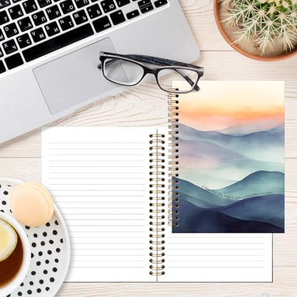 Inspirational Notebook Journal, Inspirational Gifts Journal for Women, Nature Mountain Landscape Aesthetic Motivational Notebooks for Note Taking, Spiral Notebook 5.5x8.3 Inch - color: A beautiful day