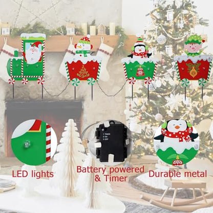 Afirst 4PCS Christmas Yard Stakes Light Up Train Garden Decorations - color: Train