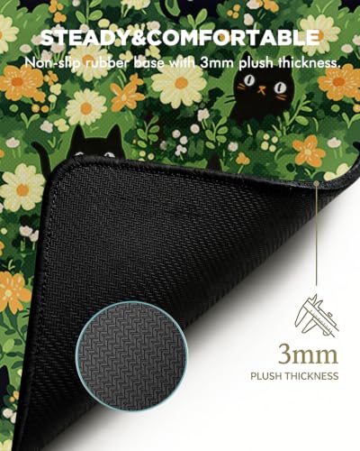 Mouse Pad, Desk Mat, 31.5x11.8in Large Mousepad - color: Grassland Black Cat