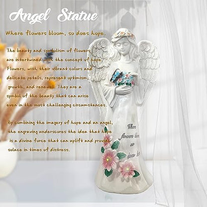 Solar Angel Garden Statue, 11", Outdoor Resin Figurine