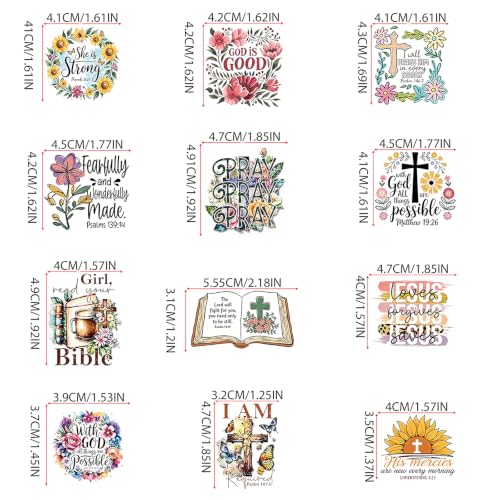 54PCS Christian Faith Stickers | Bible Verse & Inspiration Quotes | Waterproof Scrapbook Stickers for Prayer Boards, Vision Board, Journaling, Phonecase,Notebook,Water Bottle...