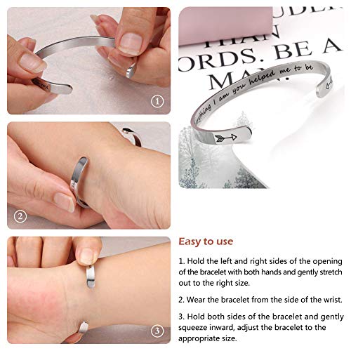 Fesciory Inspirational Bracelets for Women, Stainless Steel Cuff Bangle - color: Silver-30