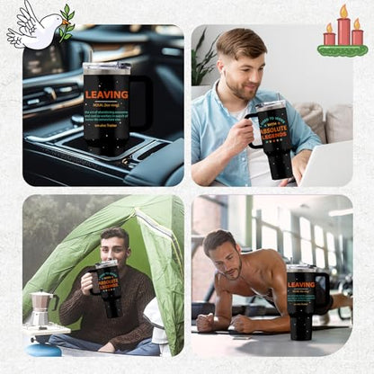 Leaving 40oz Tumbler, with Handle & Straw, Insulated Coffee Cup - color: Leaving