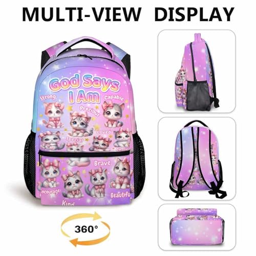 Kids Backpack for Girls 6-8, Cat Primary Backpacks Back to School Supplies - color: Pink