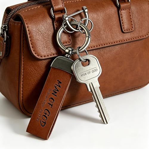 Christian Keychain and Walnut Rollerball Pen Set, Man of God Keychain, Religious Gift, Pastor Appreciation Gift - color: Pen and Keychain