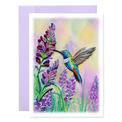 KingKraft Hummingbird Quilling Card, Birthday Card, Anniversary Card for Wife, Husband, Greeting Card for All Occasions, Mothers Day, Valentines Day Card, Thinking of You, Get Well Card - color: Hummingbird