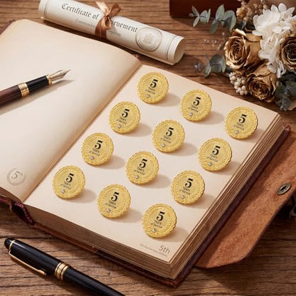 MTLEE 30 Pcs 5 10 Years Service Pin,Gold Enamel Lapel Pin, 1.2 in - style: 5 Year