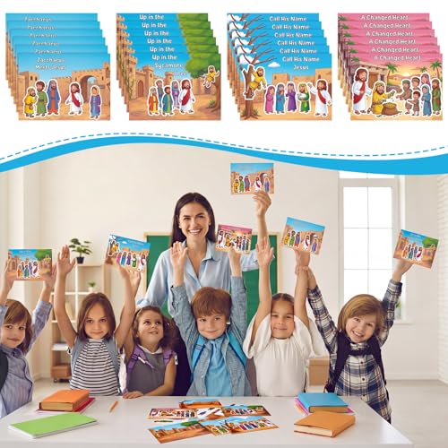 Marspark 24 Pcs Religious Bible Craft Stickers Set Zacchaeus Story Make Your Own Scene Kit Christian DIY Art Project Supplies VBS Sunday School and Church Party Activities - style: Bible Scene