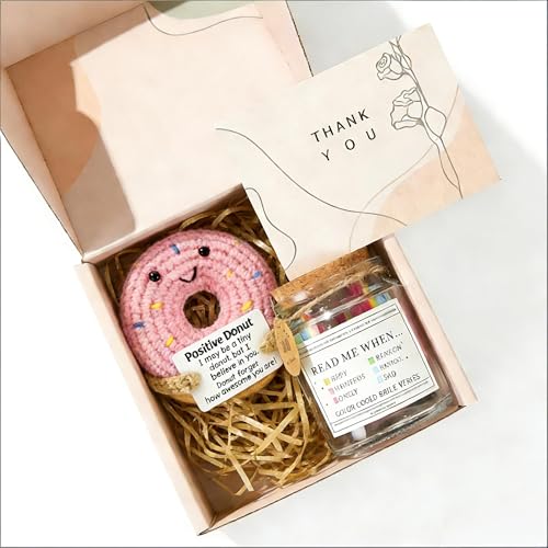 RainVibe Inspirational Bible Verse Jar with Crochet Donut Doll - 96 Prayer Cards for Mom, Women, Teens | Christian Home Decor & Spiritual Encouragement - style: Donut
